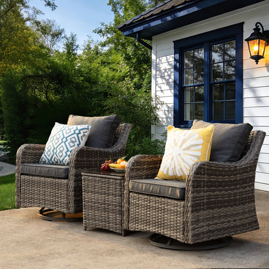 3 Pieces Patio Furniture Set, Wicker Patio Bistro Set  (YK-6013-B5)