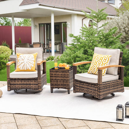 MEISSALIVVE 3 Pieces Patio Furniture Set, Wicker Patio Bistro Set - Meissalivve