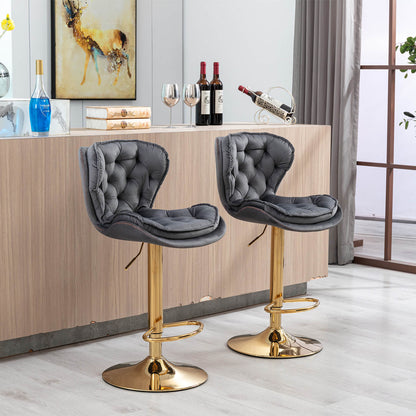 Set of 2  Bar Stools with Chrome Footrest and Base Swivel Height Adjustable - Meissalivve