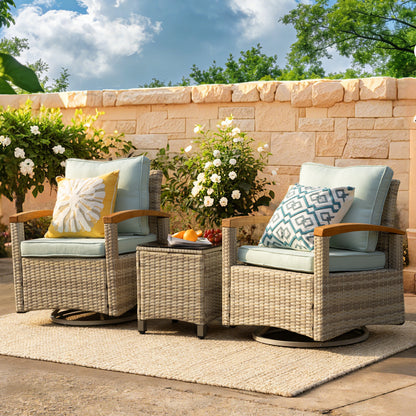 3 Pieces Patio Furniture Set, Wicker Patio Bistro Set  (YK-6015-B5)