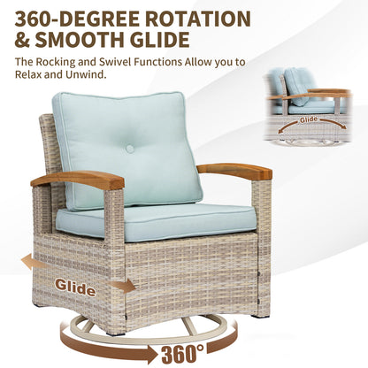 8 Pieces Wooden Handrail Patio Furniture Sets,  Outdoor Conversation Sets with Loveseat (YK-6015-A4)