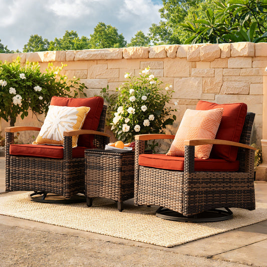 3 Pieces Patio Furniture Set, Wicker Patio Bistro Set  (YK-6015-B5)
