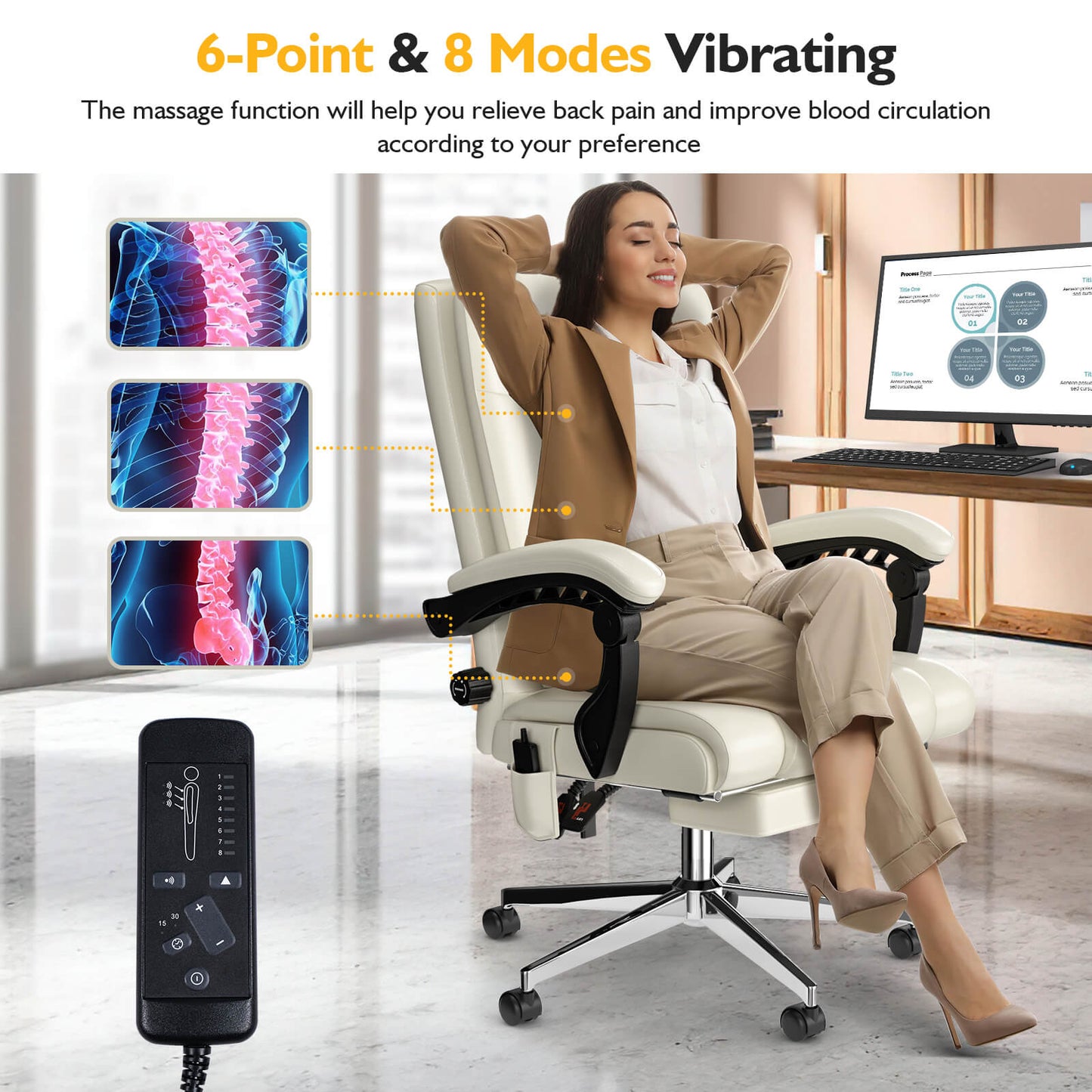 Massage Executive Office Chair with Footrest - Meissalivve