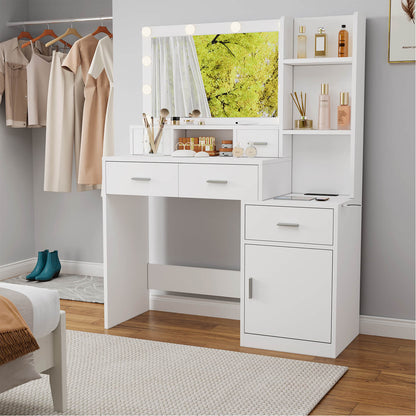 Smart mirror dressing table with drawers and storage cabinet, dressing pad - Meissalivve