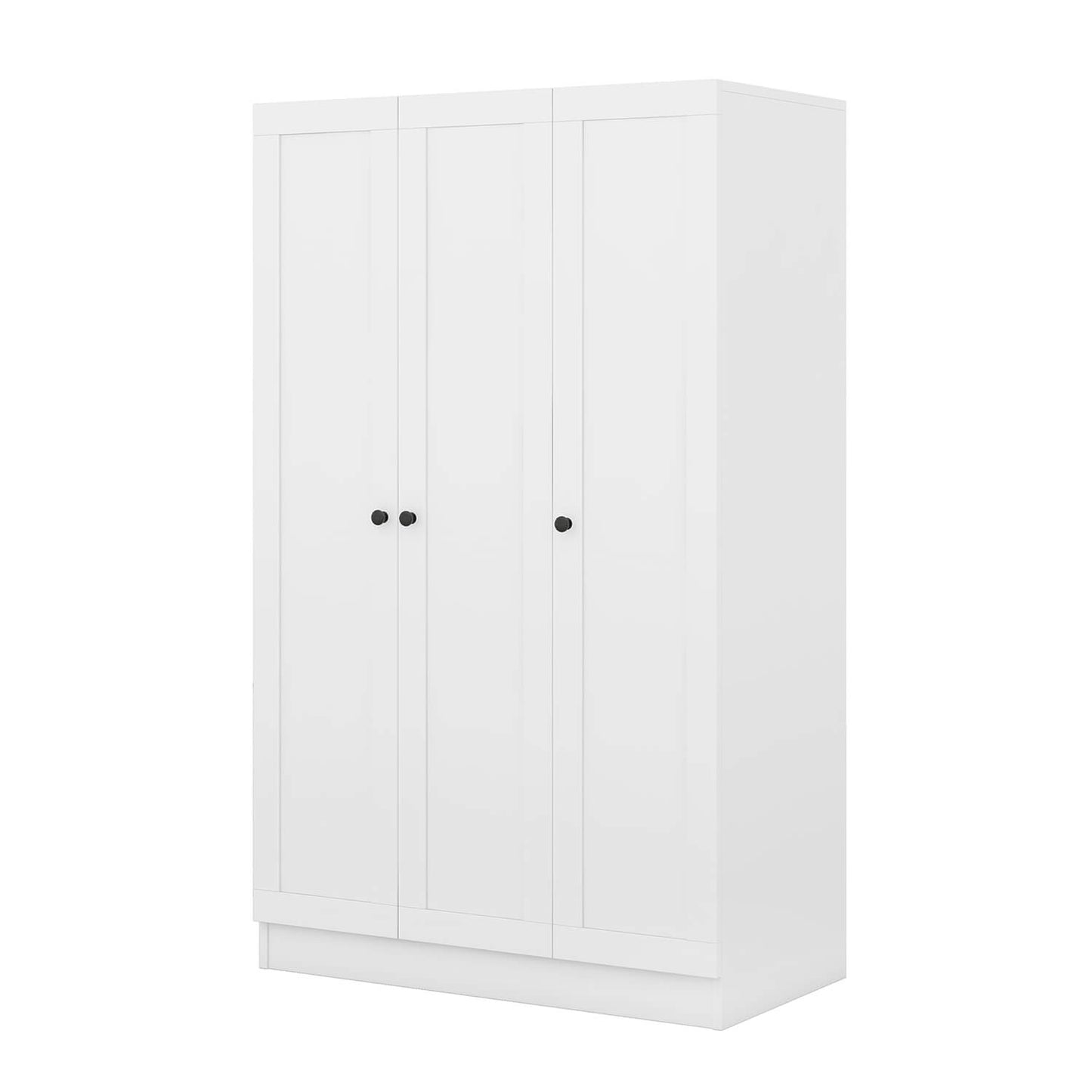 3-Door Shutter Wardrobe with shelves, White - Meissalivve