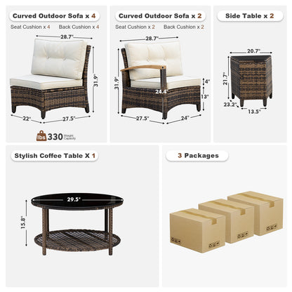 9 Pcs Half-Moon Rattan Outdoor Patio Furniture Set  (YK-6016-A4)
