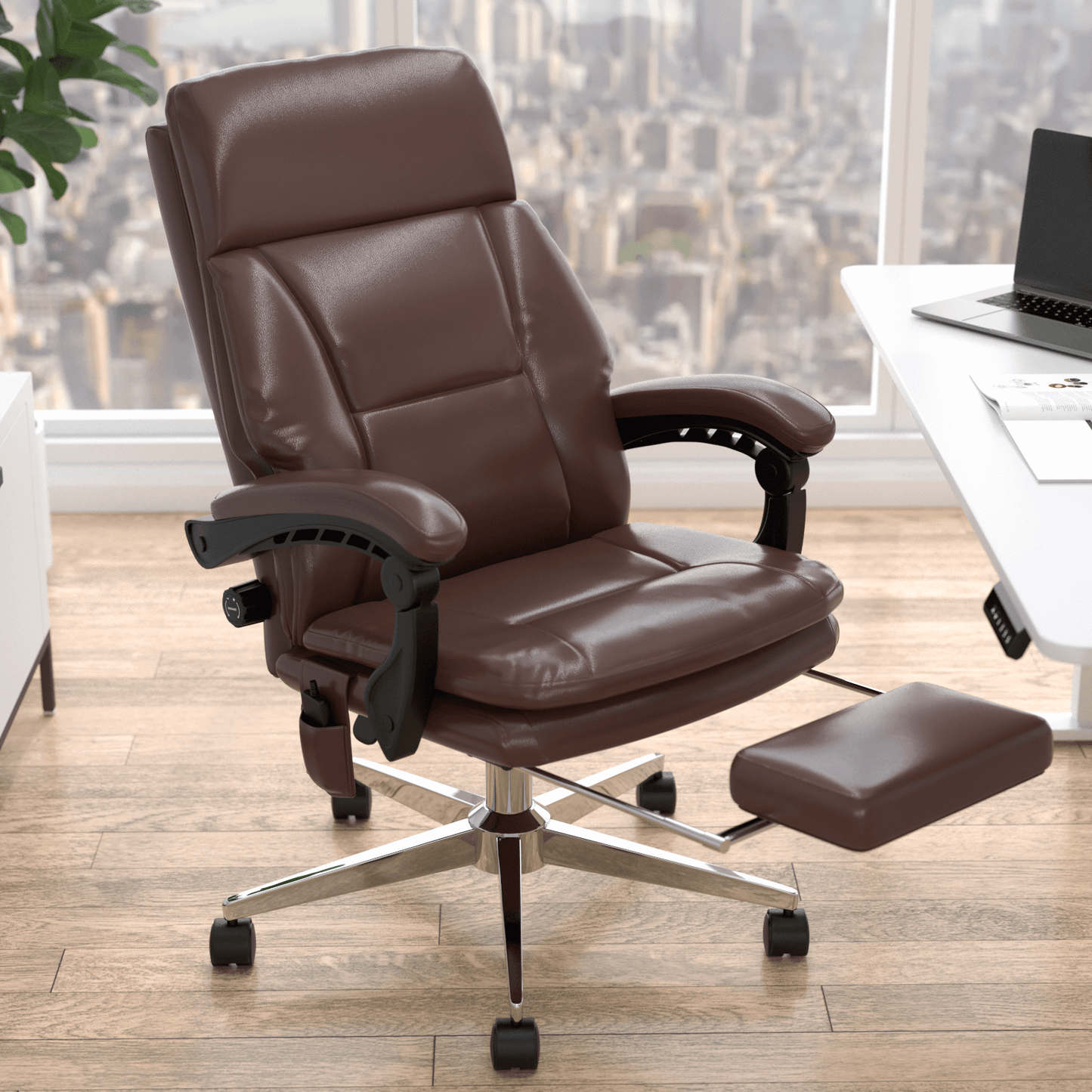 MEISSALIVVE 6-Points Vibration Executive High Back PU Office Chair - Meissalivve