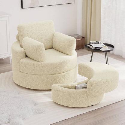 MEISSALIVVE Swivel Accent Barrel Chair with Half Moon Storage Ottoman - Meissalivve