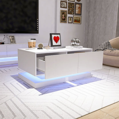 Coffee Table with 2 Drawers have RGB Led Light with Buletooth Control - Meissalivve