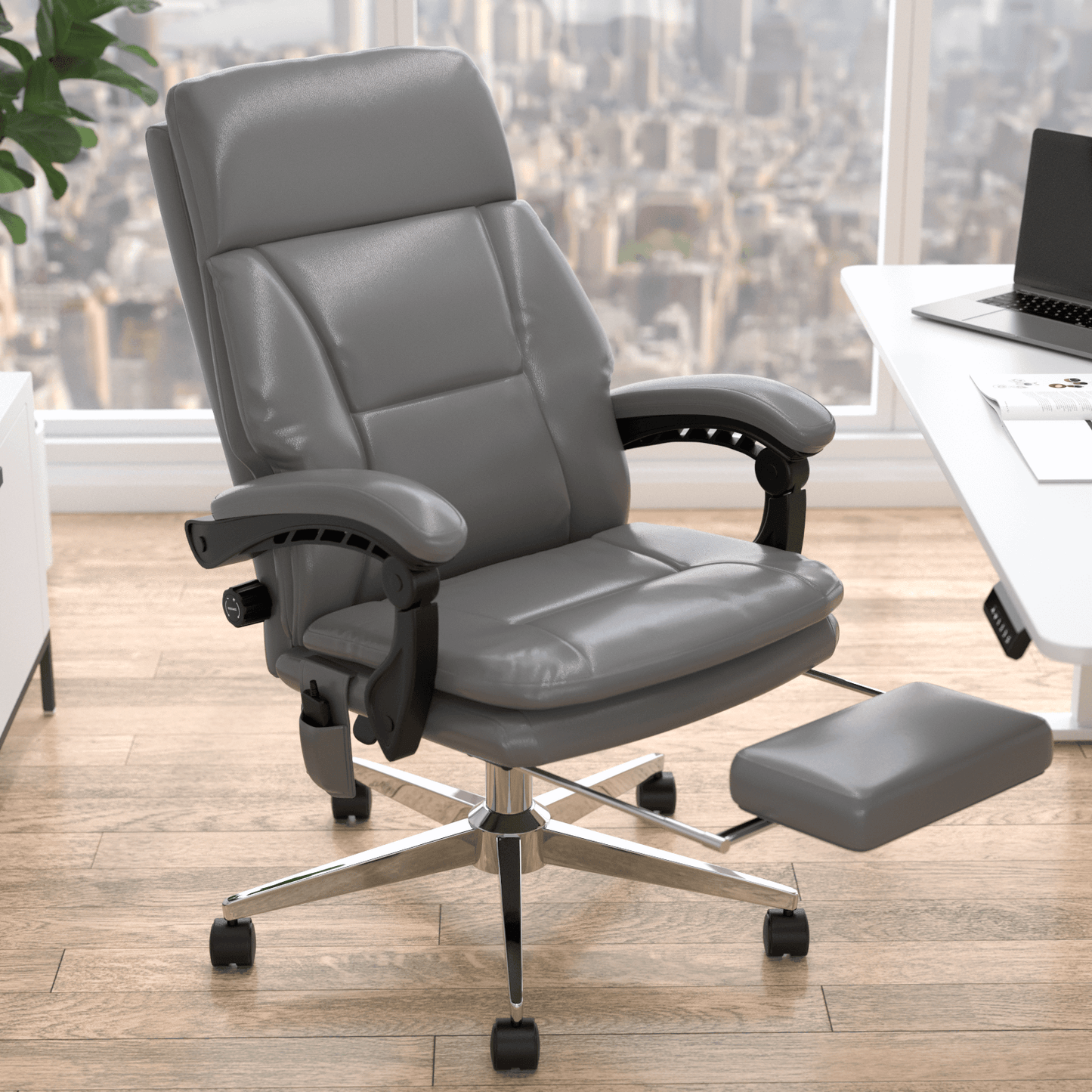 MEISSALIVVE 6-Points Vibration Executive High Back PU Office Chair - Meissalivve