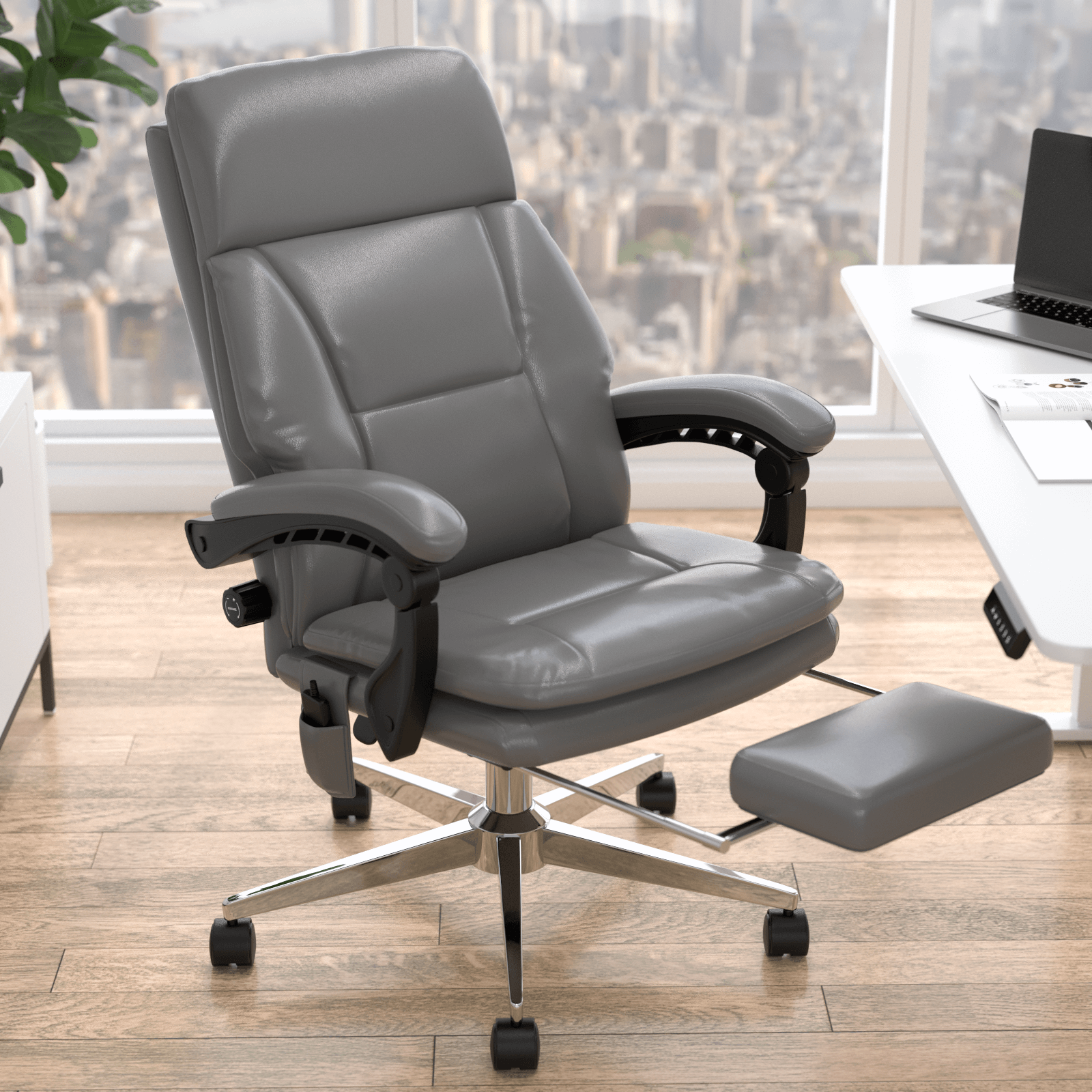 MEISSALIVVE 6-Points Vibration Executive High Back PU Office Chair - Meissalivve