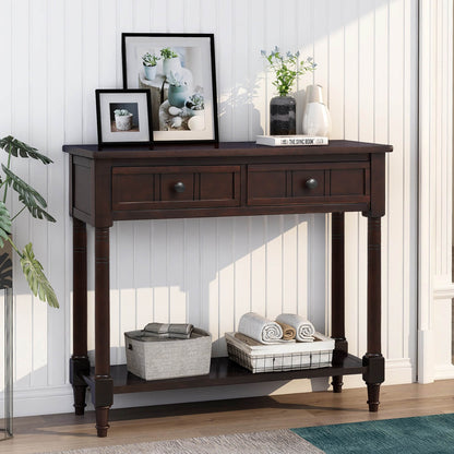 Series Console Table Traditional Design with Two Drawers and Bottom Shelf - Meissalivve