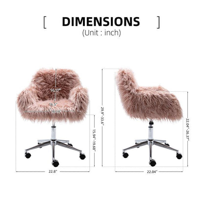 Fluffy Modern Faux Fur Office Chair Accent Chair - Meissalivve