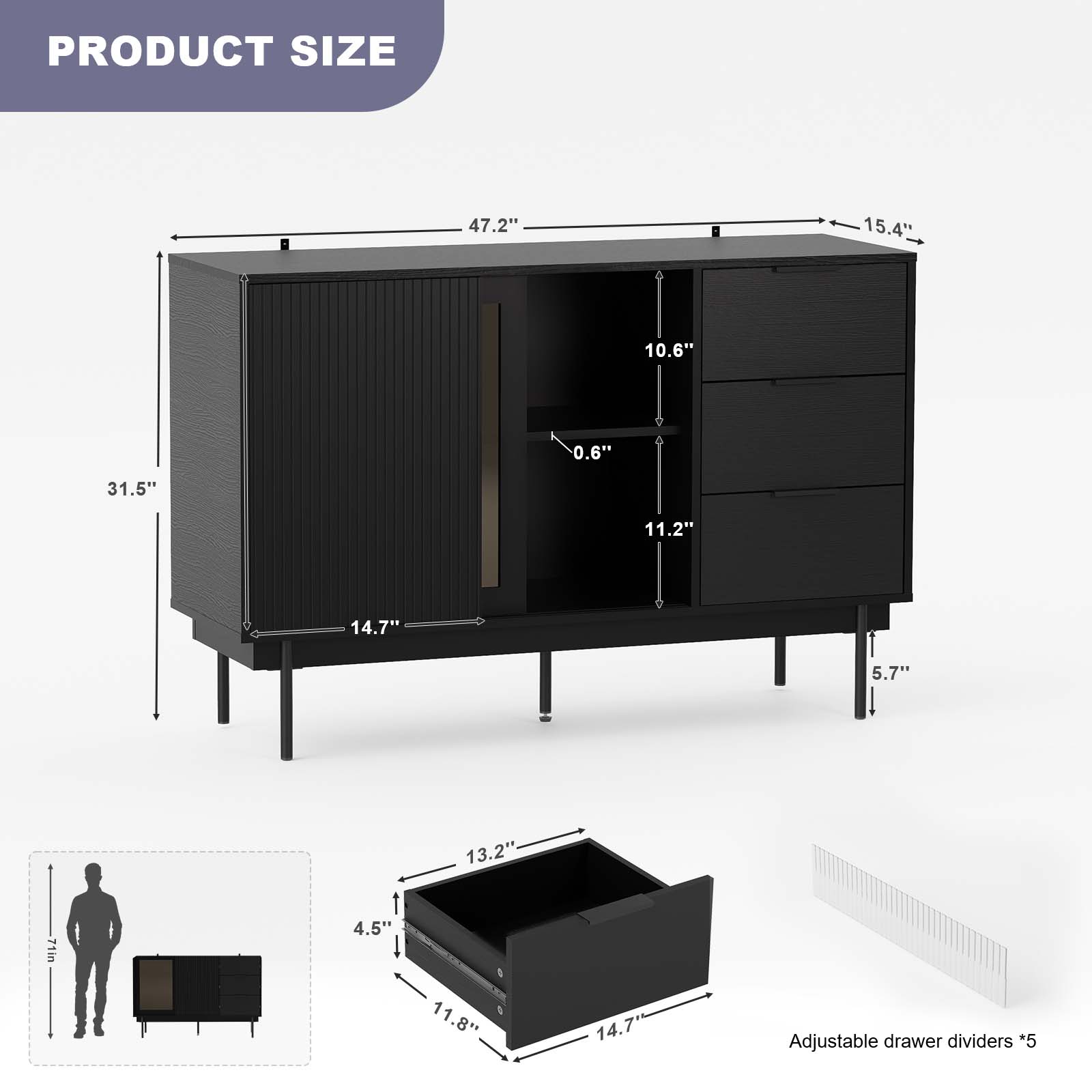 Sideboard Buffet Cabinet with Storage, Entryway Storage - Meissalivve