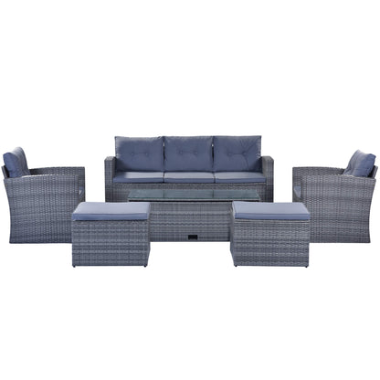 6-piece Wicker PE rattan Patio Outdoor Dining Conversation Sectional Set - Meissalivve