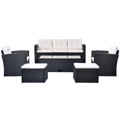 6-piece Wicker PE rattan Patio Outdoor Dining Conversation Sectional Set - Meissalivve