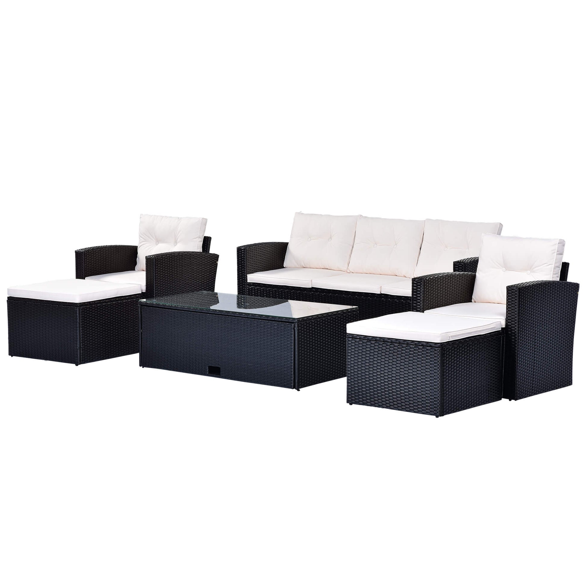 6-piece Wicker PE rattan Patio Outdoor Dining Conversation Sectional Set - Meissalivve