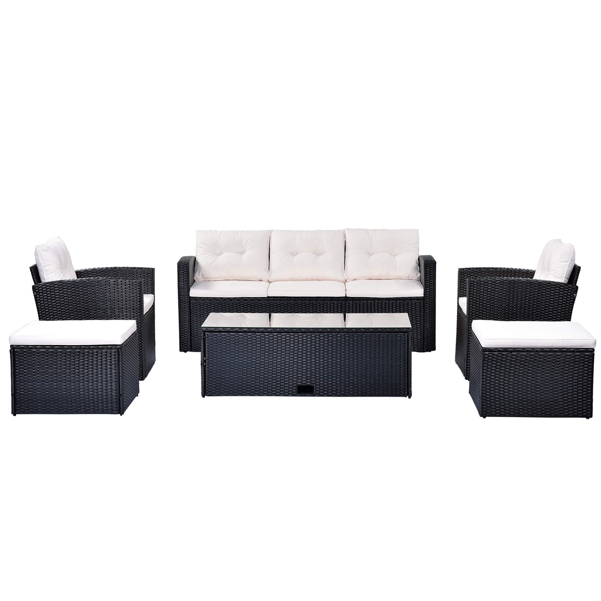 6-piece Wicker PE rattan Patio Outdoor Dining Conversation Sectional Set - Meissalivve