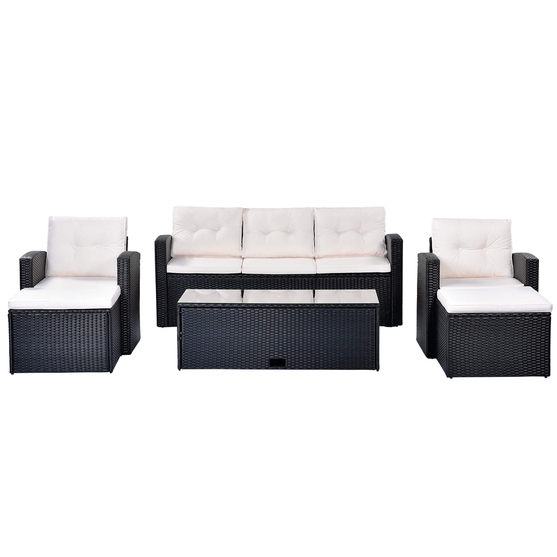 6-piece Wicker PE rattan Patio Outdoor Dining Conversation Sectional Set - Meissalivve