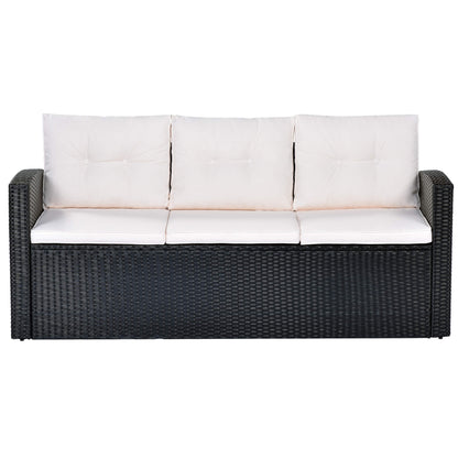 6-piece Wicker PE rattan Patio Outdoor Dining Conversation Sectional Set - Meissalivve