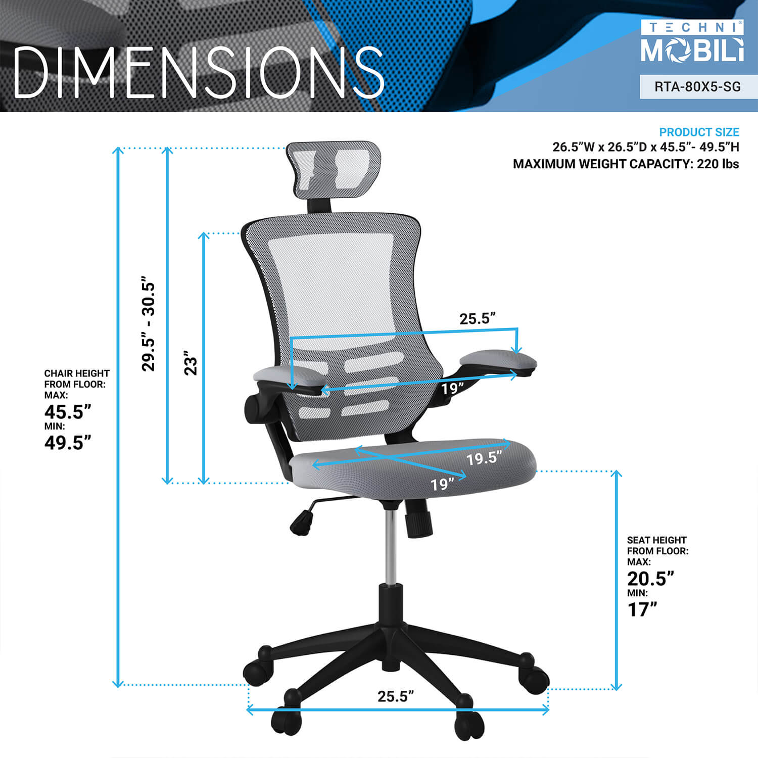 Modern High-Back Mesh Executive Office Chair with Headrest and Flip-Up Arms - Meissalivve