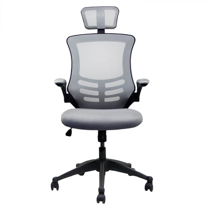 Modern High-Back Mesh Executive Office Chair with Headrest and Flip-Up Arms - Meissalivve