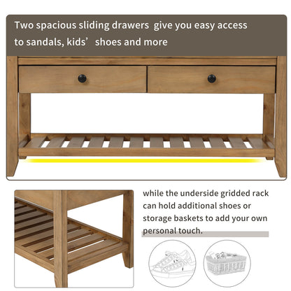 Shoe Rack with Cushioned Seat & Drawers, Entryway Storage Bench - Meissalivve