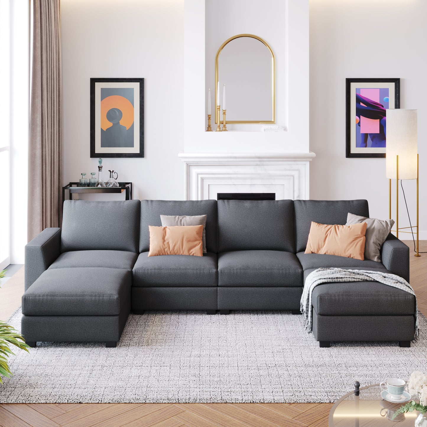 3 Pieces U shaped Sofa with Removable Ottomans - Meissalivve