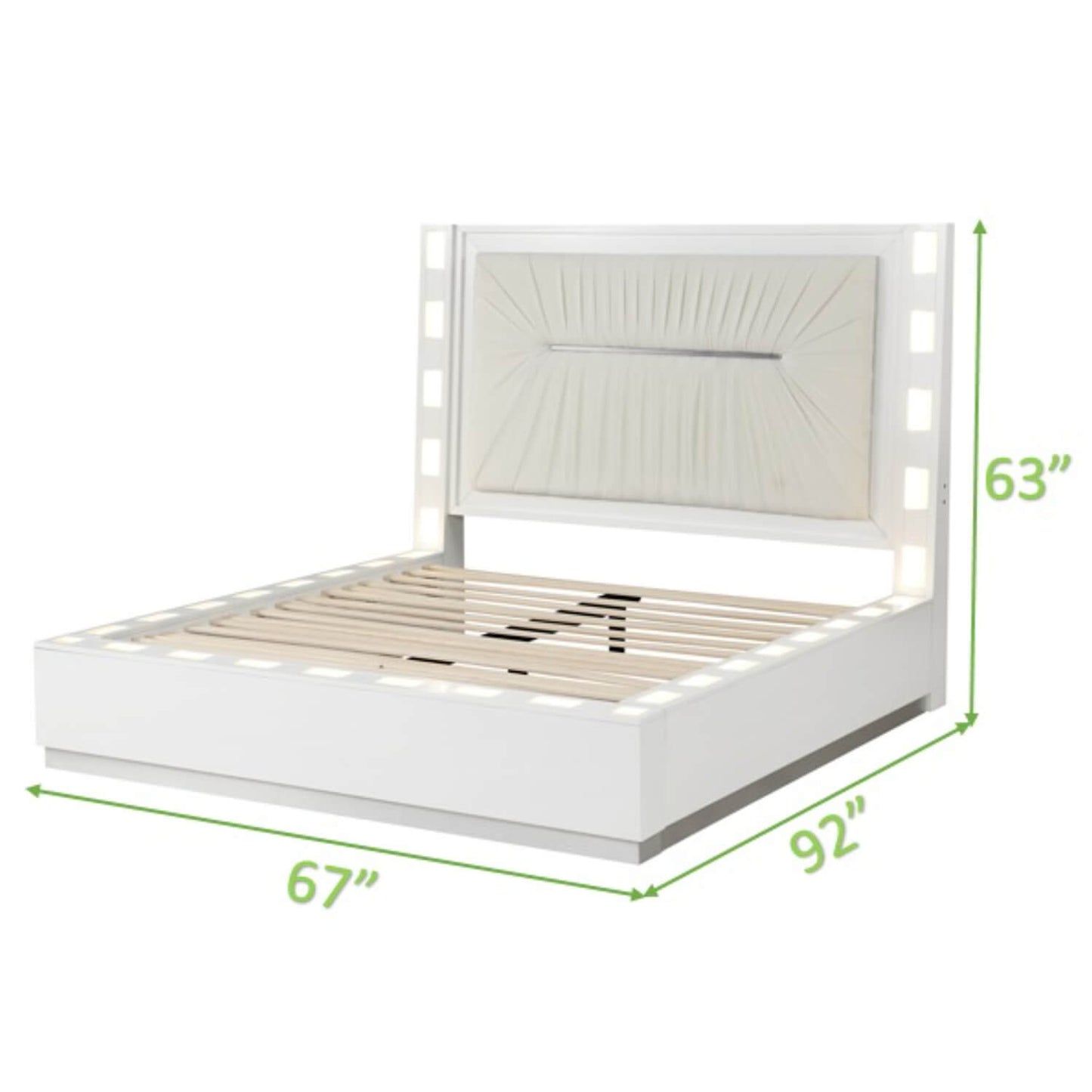 Coco Queen 5 Pc LED Bedroom Set Made with Wood in Milky White - Meissalivve