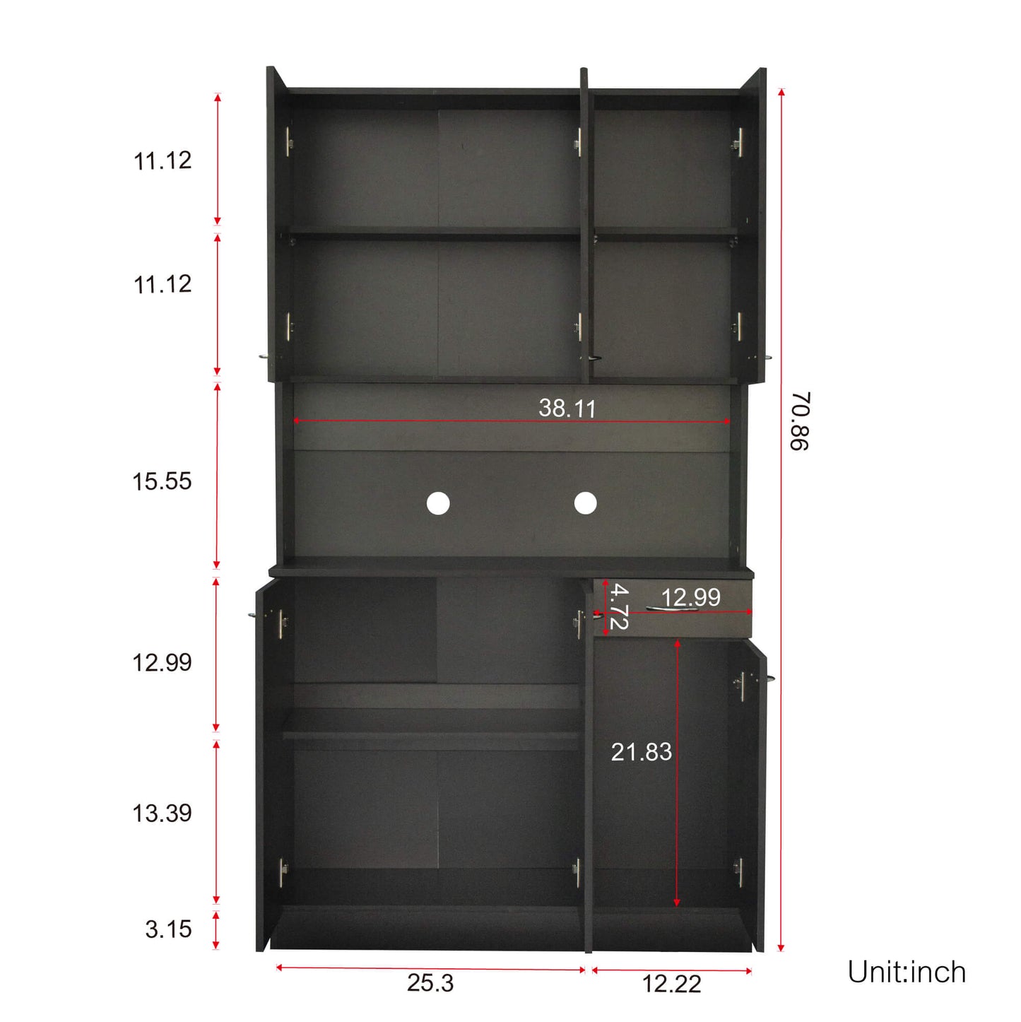 70.87" Tall Wardrobe& Kitchen Cabinet with 6-Doors - Meissalivve