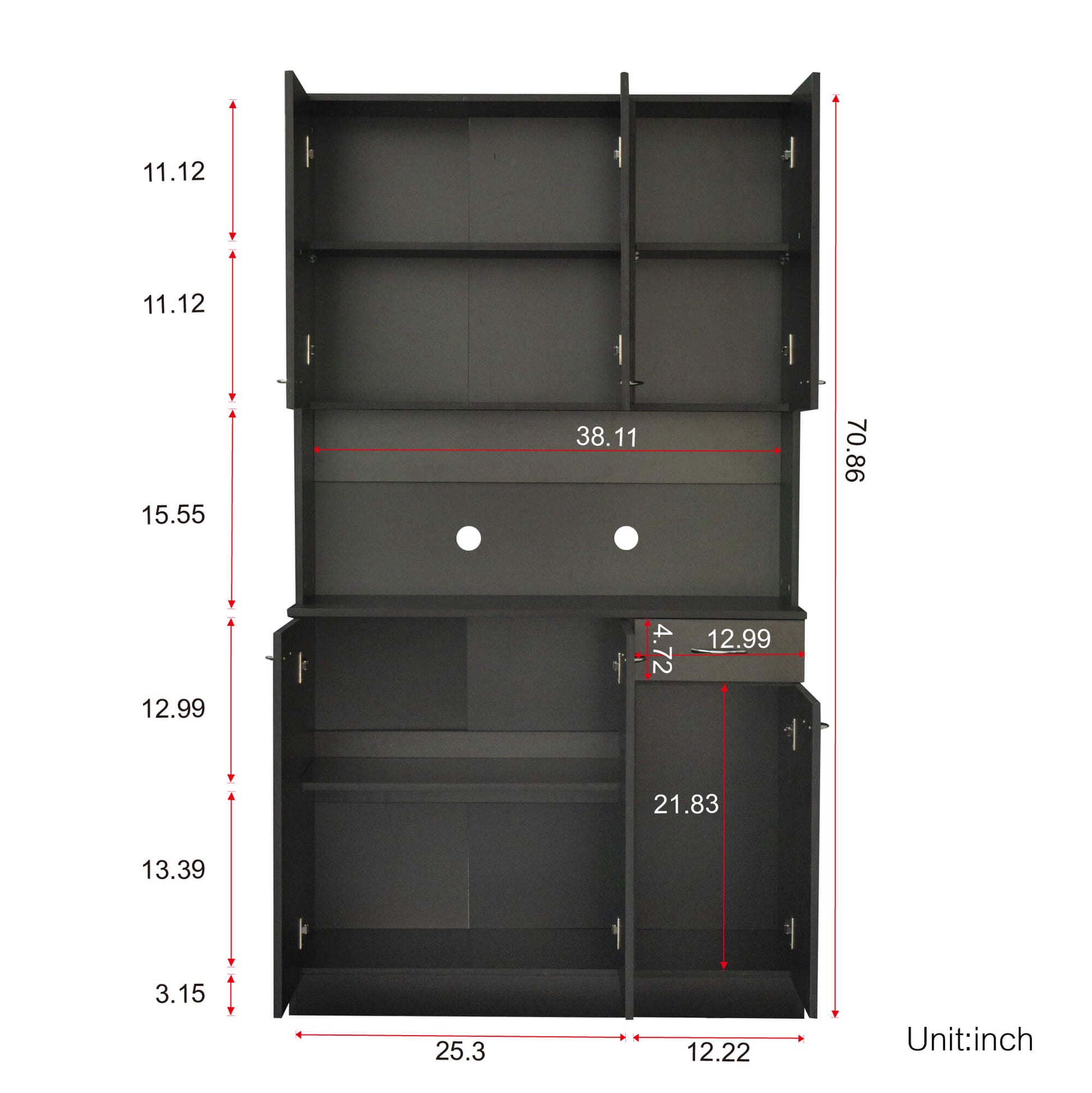 70.87" Tall Wardrobe& Kitchen Cabinet with 6-Doors - Meissalivve