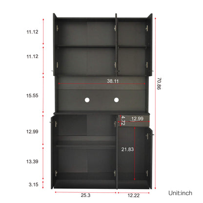 70.87" Tall Wardrobe& Kitchen Cabinet with 6-Doors - Meissalivve