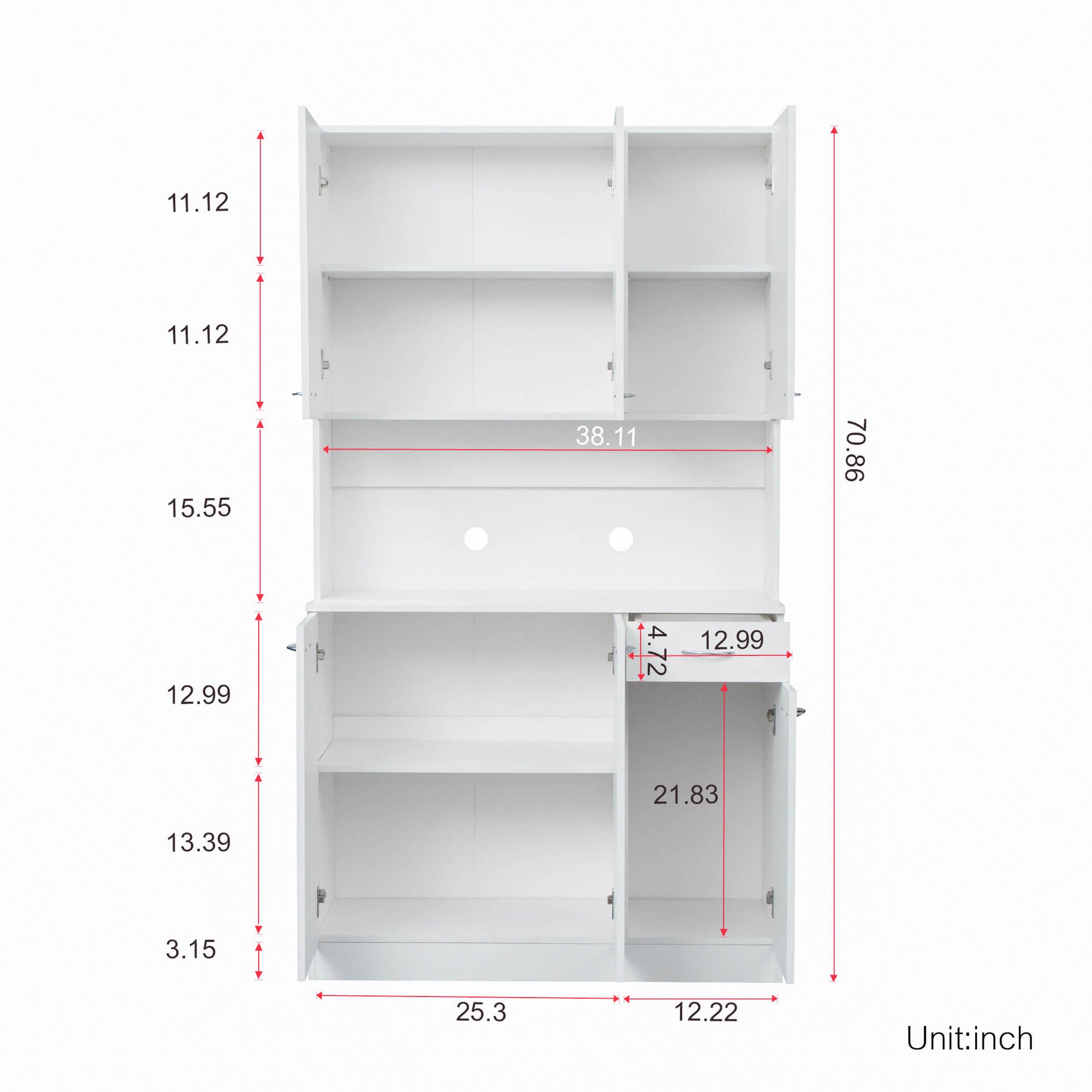 70.87" Tall Wardrobe& Kitchen Cabinet with 6-Doors - Meissalivve