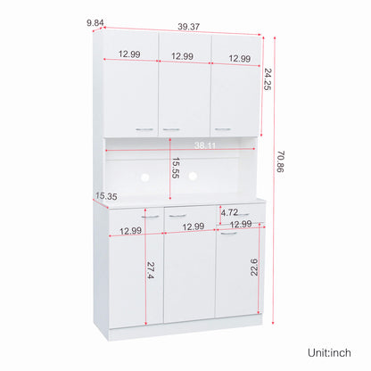 70.87" Tall Wardrobe& Kitchen Cabinet with 6-Doors - Meissalivve