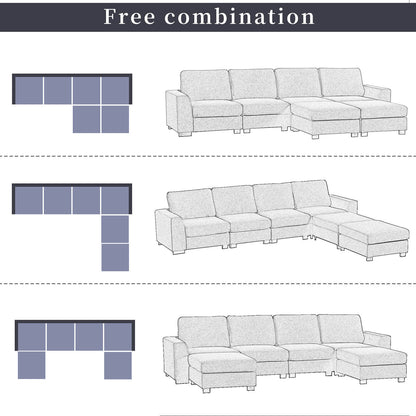 3 Pieces U shaped Sofa with Removable Ottomans - Meissalivve