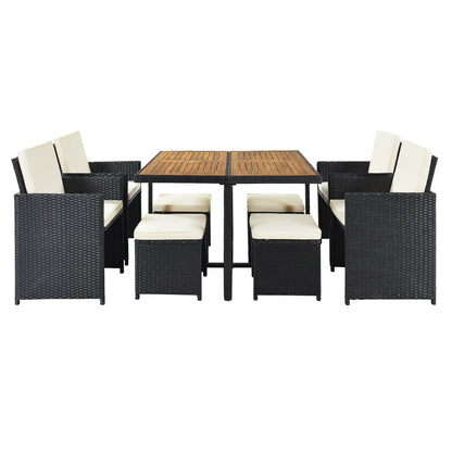 9-Piece Patio All-Weather PE Wicker Dining Table Set - Meissalivve