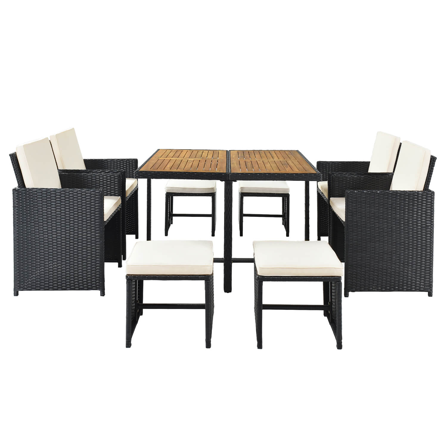 9-Piece Patio All-Weather PE Wicker Dining Table Set - Meissalivve