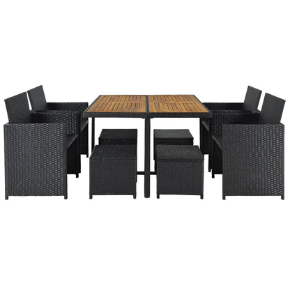 9-Piece Patio All-Weather PE Wicker Dining Table Set - Meissalivve