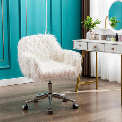 Fluffy Modern Faux Fur Office Chair Accent Chair - Meissalivve