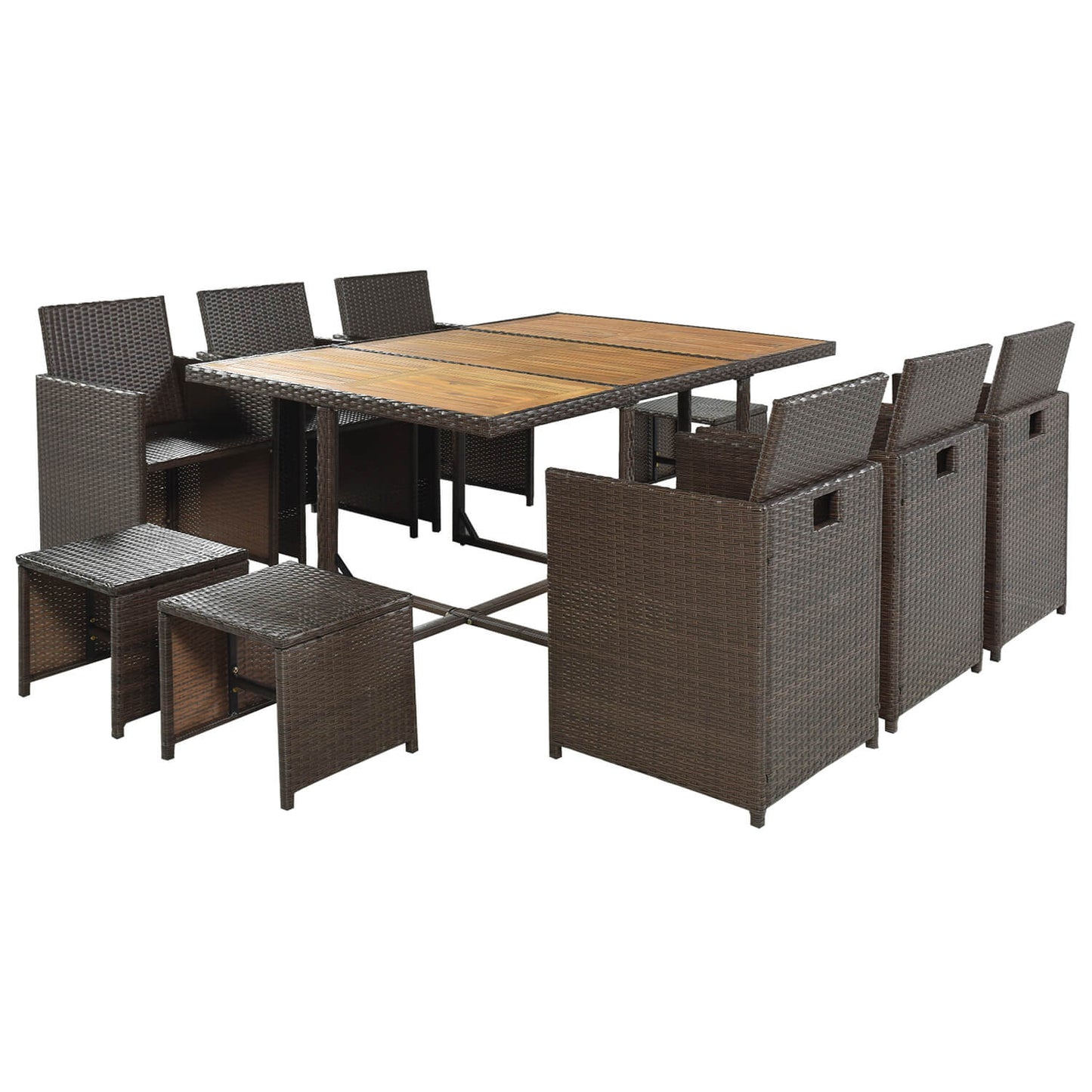 9-Piece Patio All-Weather PE Wicker Dining Table Set - Meissalivve