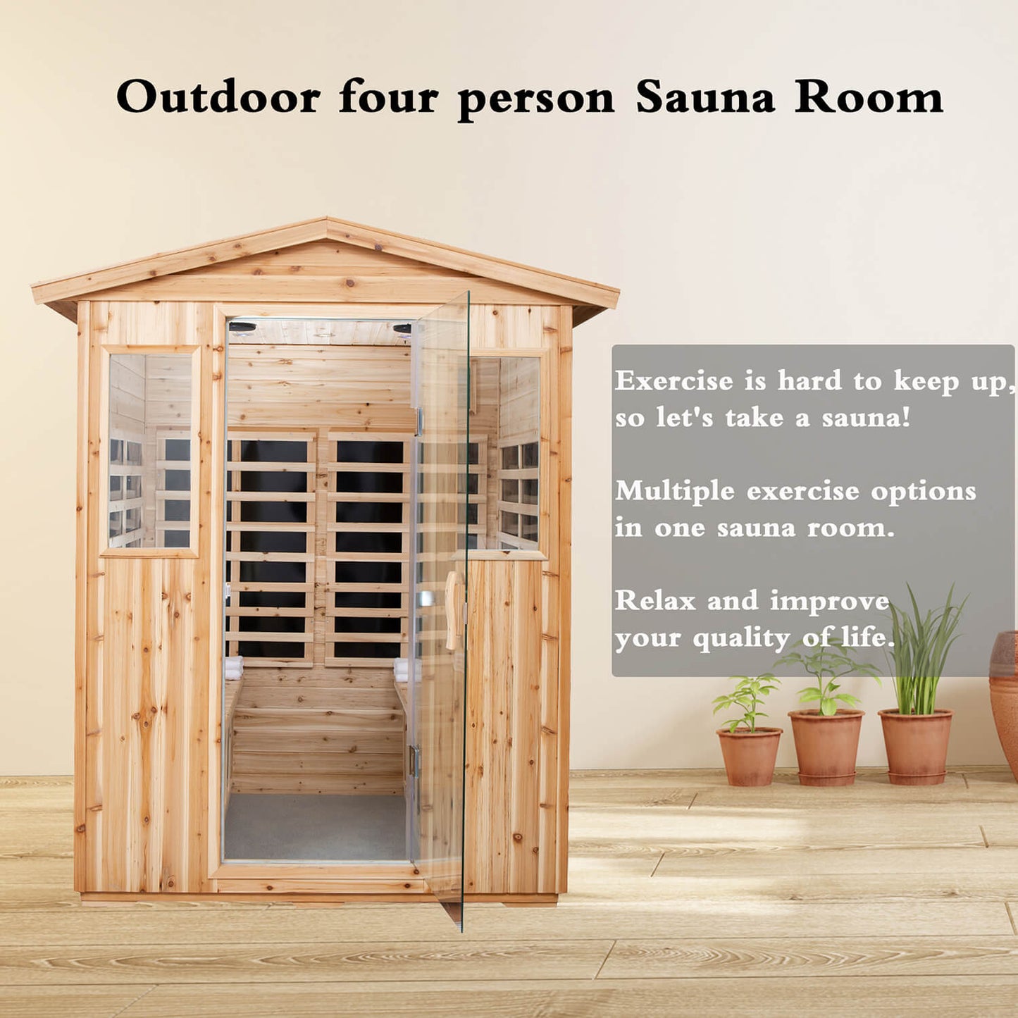 Four Person Old Fir Far-infrared Outdoor Sauna Room - Meissalivve