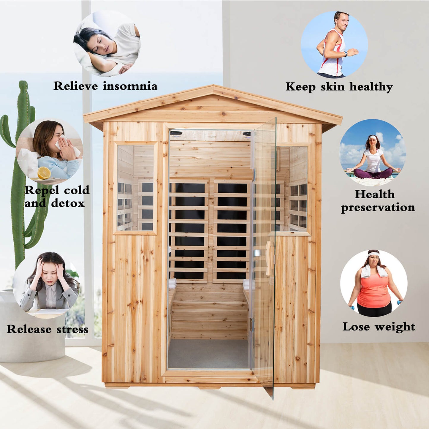 Four Person Old Fir Far-infrared Outdoor Sauna Room - Meissalivve