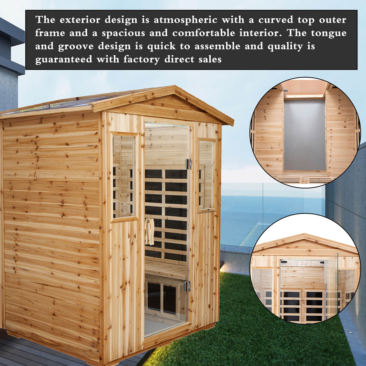 Four Person Old Fir Far-infrared Outdoor Sauna Room - Meissalivve