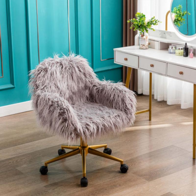 Fluffy Modern Faux Fur Office Chair Accent Chair - Meissalivve