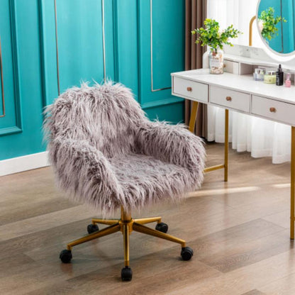 Fluffy Modern Faux Fur Office Chair Accent Chair - Meissalivve