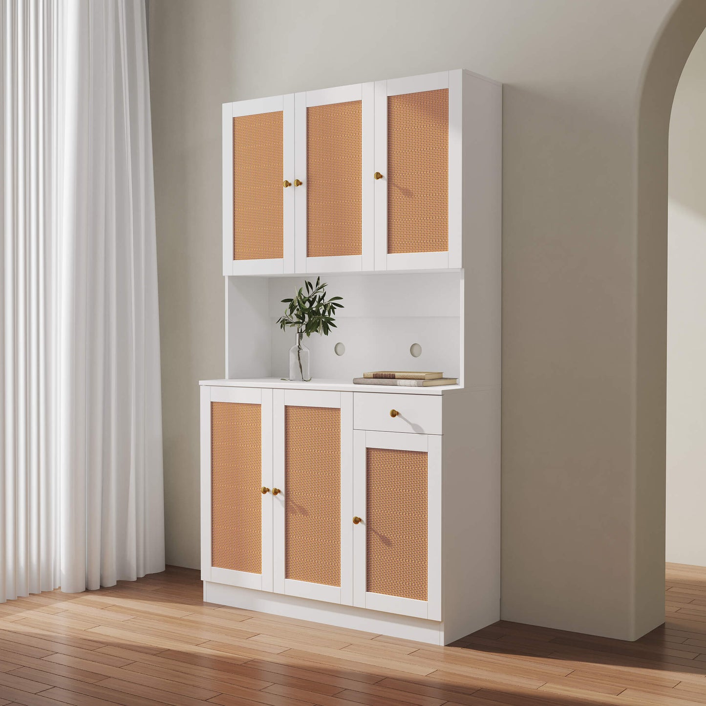 70.87" Tall Wardrobe& Kitchen Cabinet with 6-Doors - Meissalivve