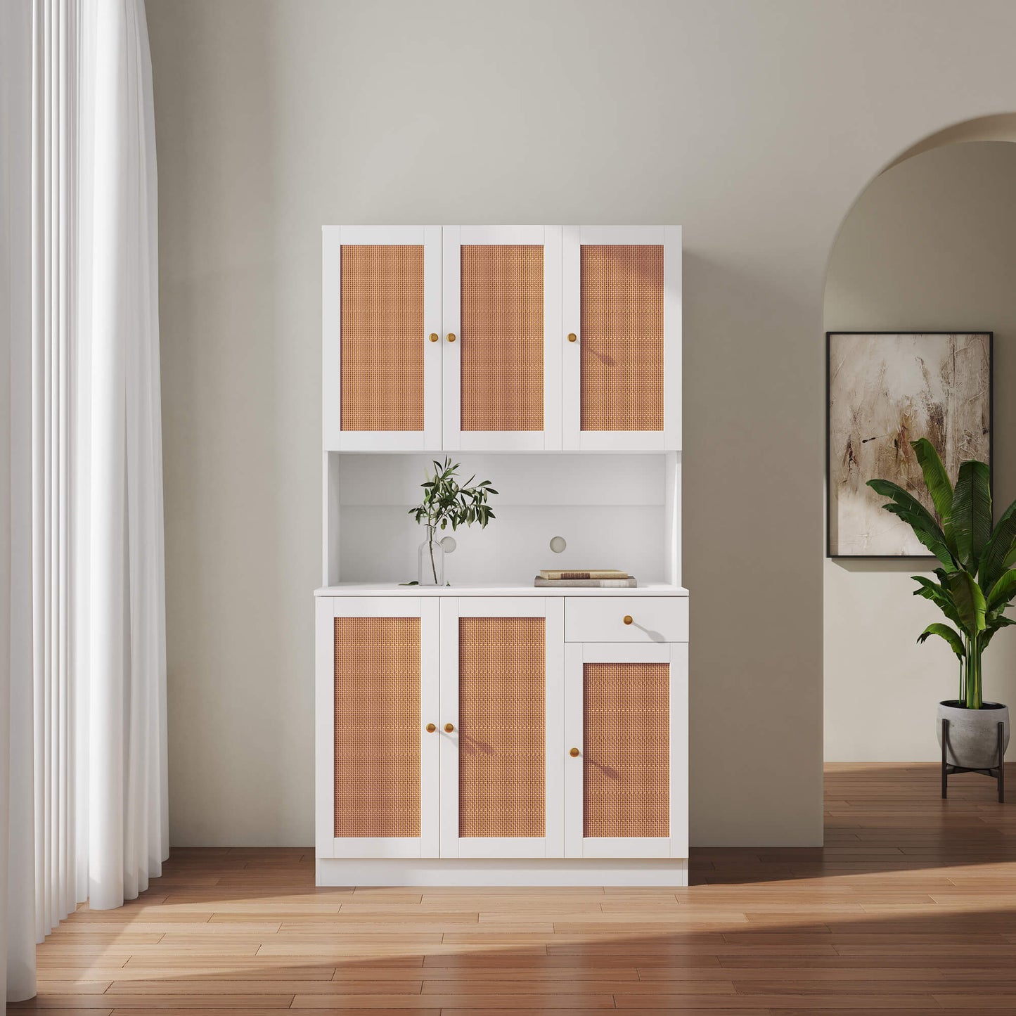 70.87" Tall Wardrobe& Kitchen Cabinet with 6-Doors - Meissalivve