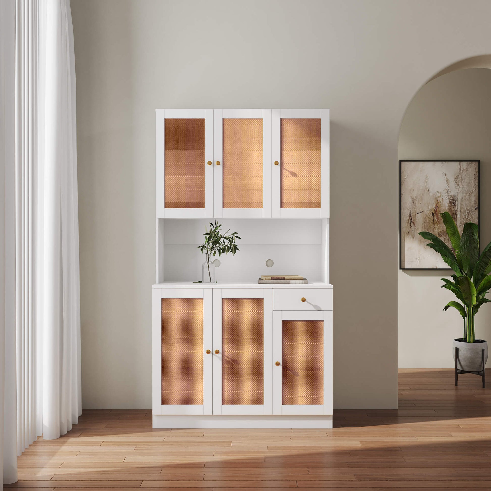 70.87" Tall Wardrobe& Kitchen Cabinet with 6-Doors - Meissalivve