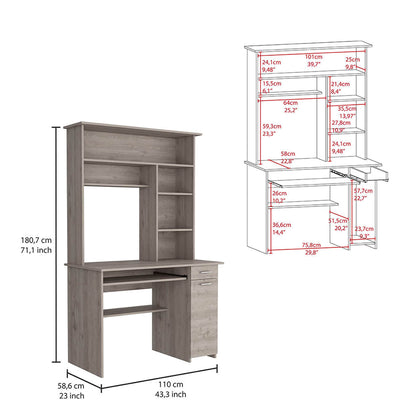 10-Shelf 4-Door 2-piece Office Set, Bookcase and Desk Light Gray - Meissalivve