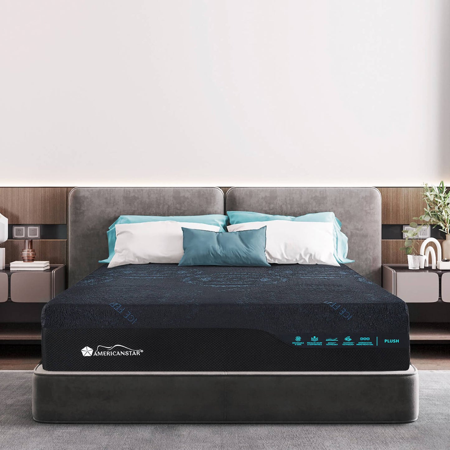 14 Inch Charcoal Memory Foam Mattress, Silk Foam Technology King Mattress - Meissalivve